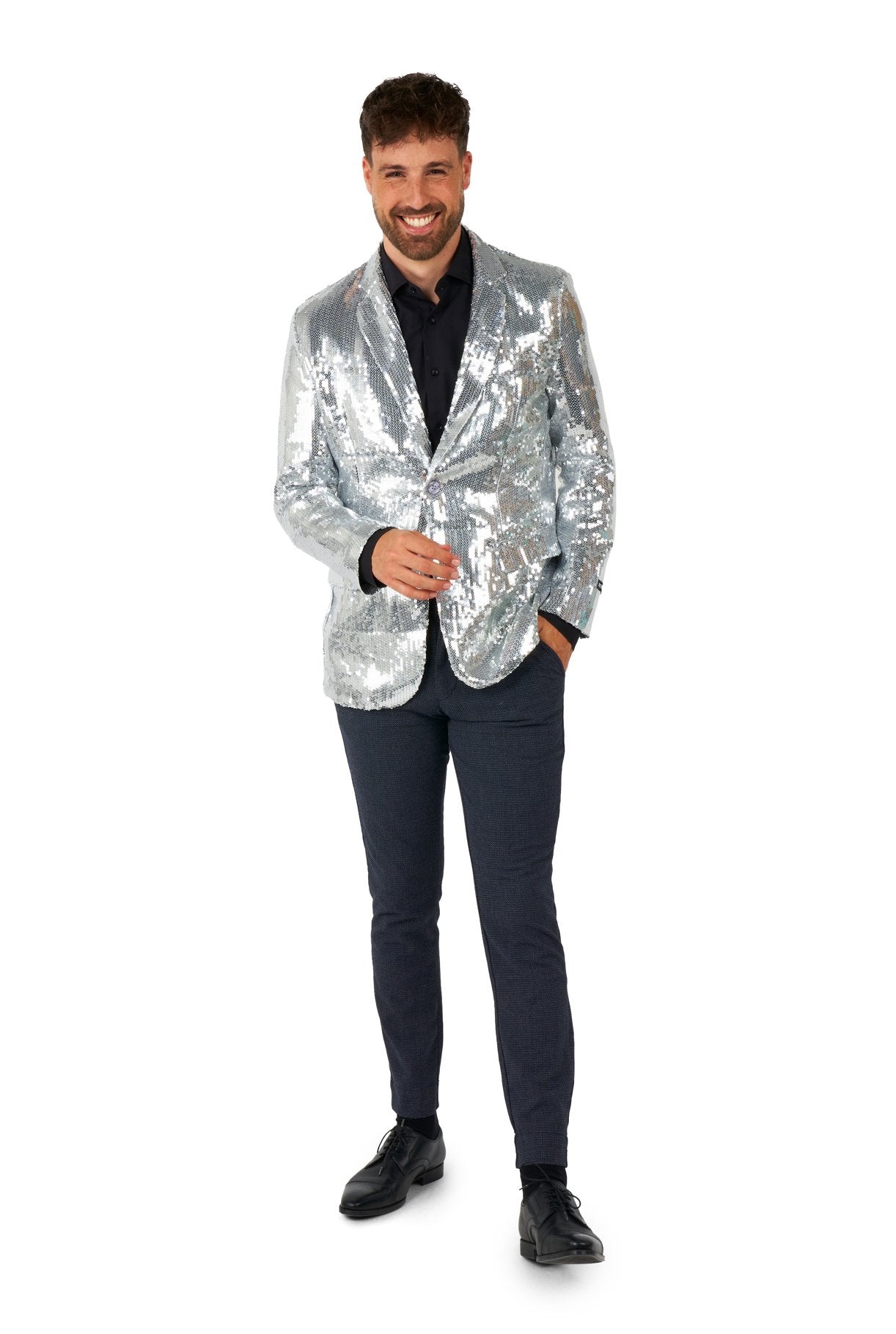 Costume Adult Suitmeister Blazer Silver Sequins