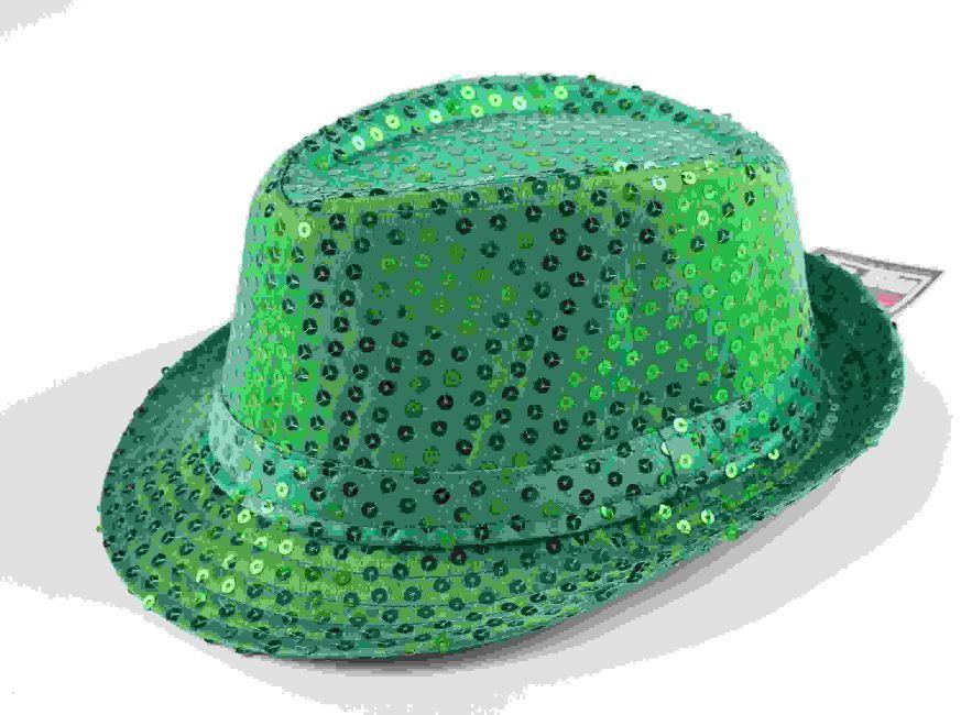 Hat Trilby Fedora Sequin Green