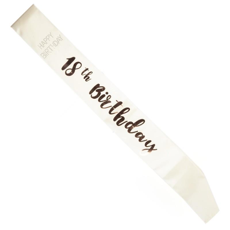 Sash 18th B/Day Rose Gold/White