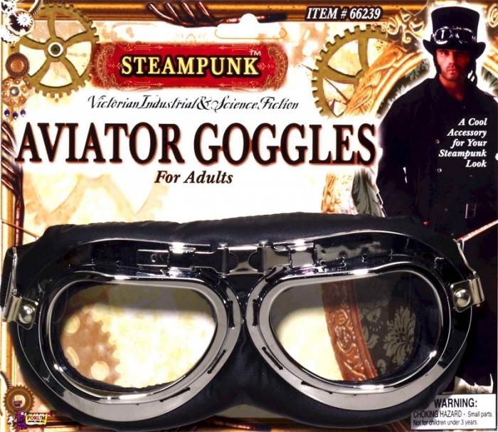 Goggles Glasses Steampunk/Jockey/1920s Aviator Pilot Black