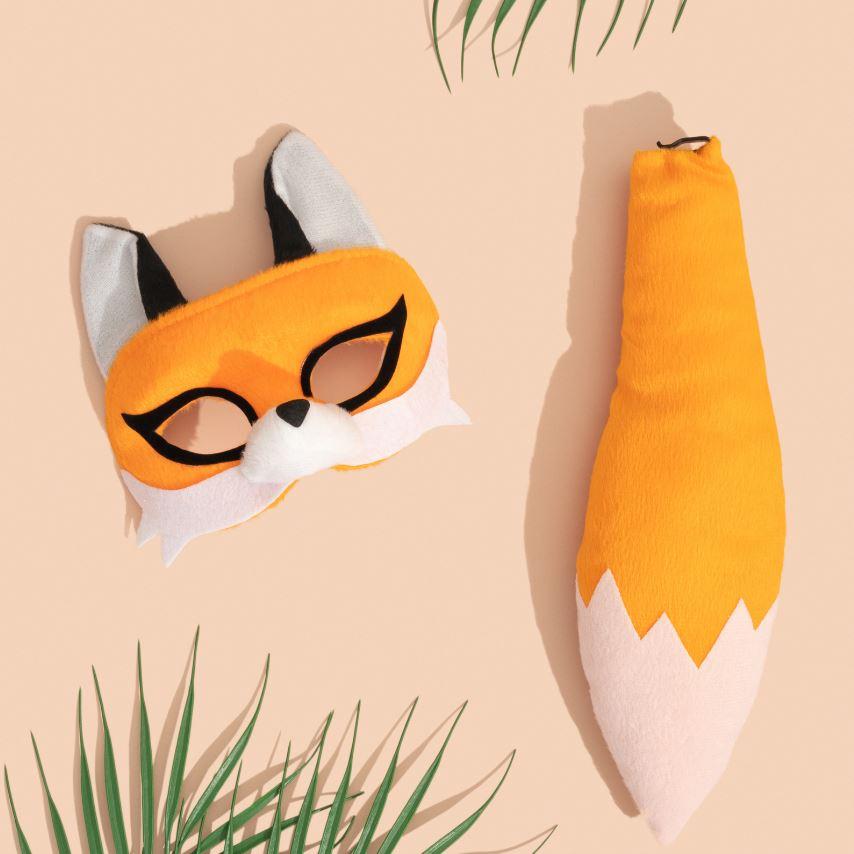 Animal Costume Mask Set Deluxe Fox Orange