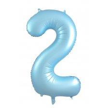 Balloon Foil Megalooon Number 2 Matte Pastel Blue 86cm