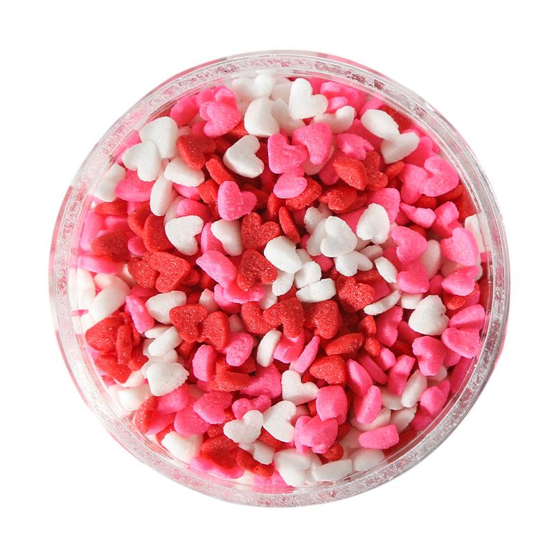 Edible Decorations Sprinkles Mini Love Hearts Red White & Pink 65g