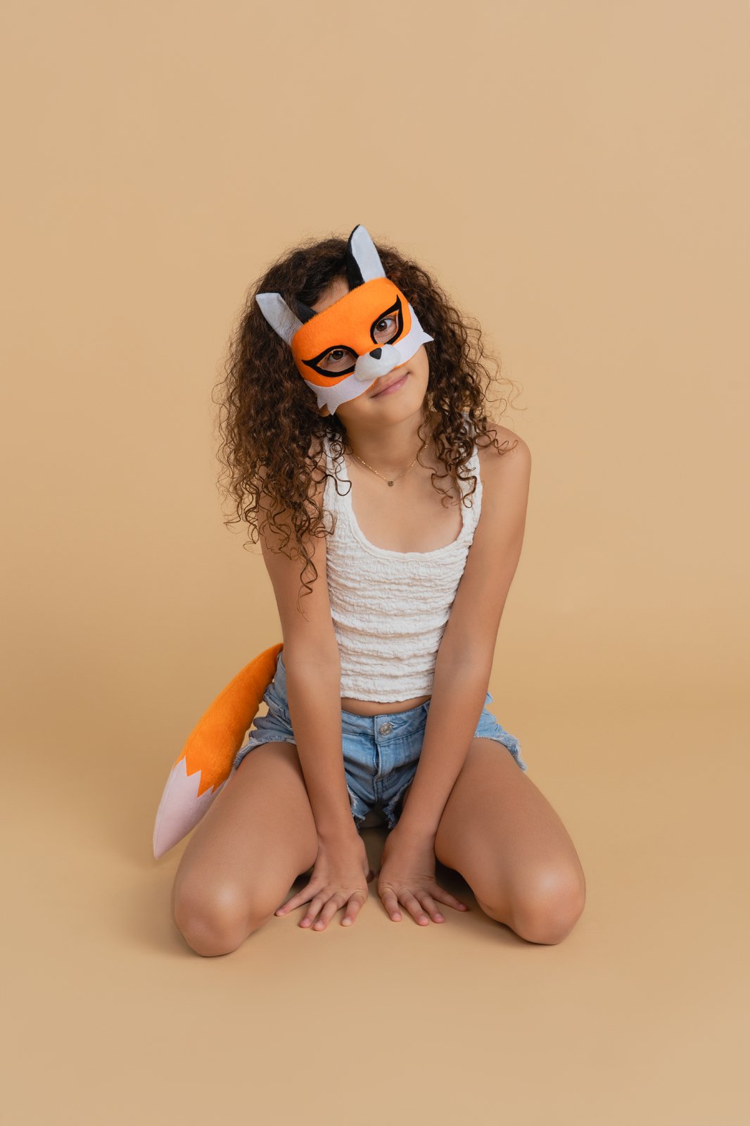 Animal Costume Mask Set Deluxe Fox Orange