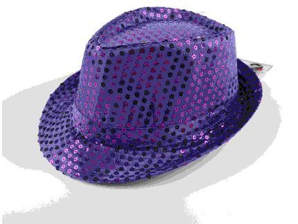 Hat Trilby Fedora Sequin Purple