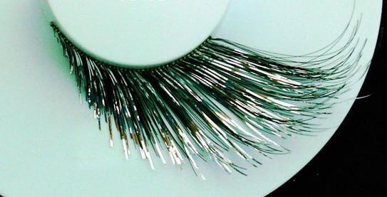 Eyelashes Silver/Black Tinsel Long - Discontinued Line Last Chance To Buy