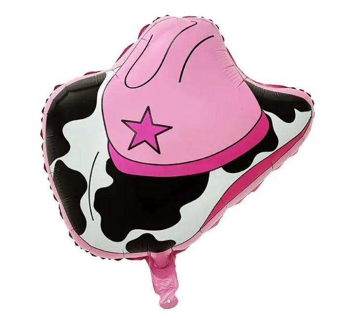 Balloon Foil Shape Western/Rodeo Cowboy/Cowgirl Hat Pink & Black