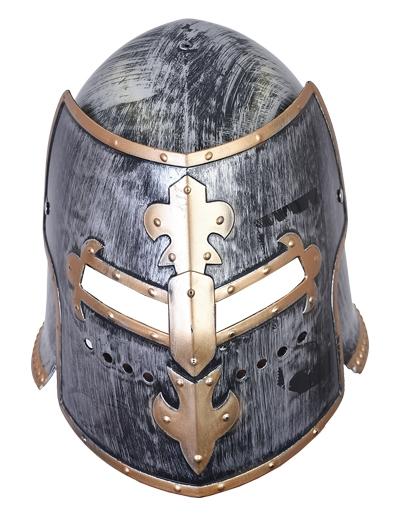 Costume Prop Helmet Medieval Knight Silver Adult Size Deluxe Plastic