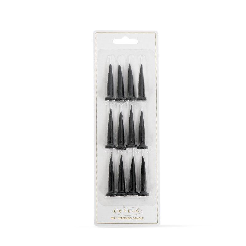 Candles Self Standing Black Bullet Pk/12