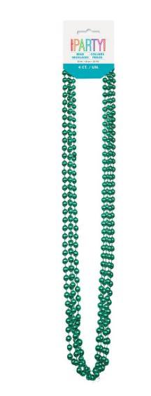 Necklaces Beads Green Metallic Green 81cm Long Pk/4