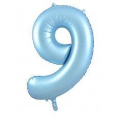 Balloon Foil Megalooon Number 9 Matte Pastel Blue 86cm