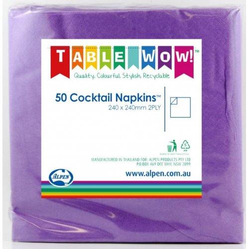 Napkins Beverage/Cocktail Purple 2ply Pk/50