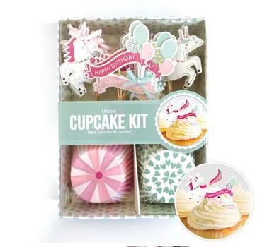 Cupcake Kit Happy Birthay Unicorn Cases and Toppers Pk/24