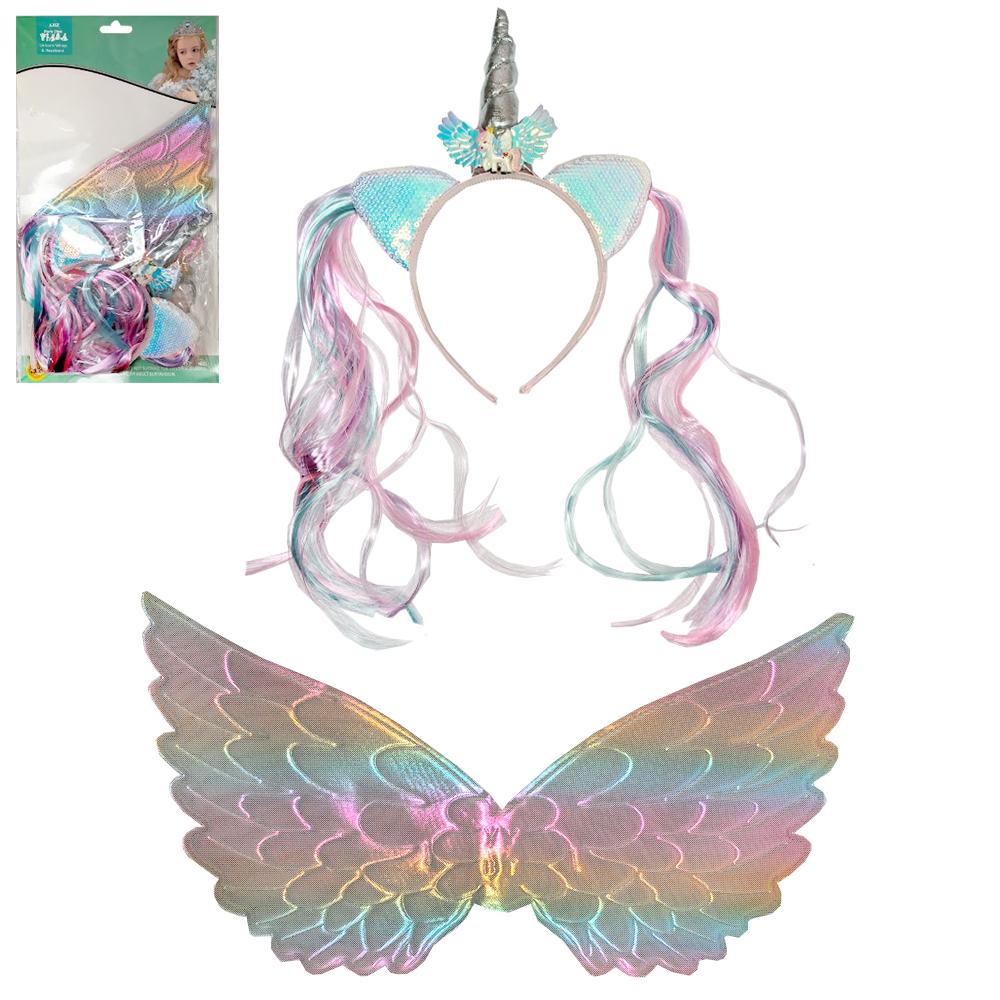 Costume Set Headband & Wings Magical Unicorn