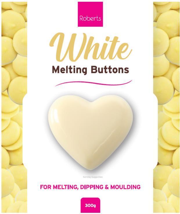 White Melting Chocolate Buttons 300g Roberts