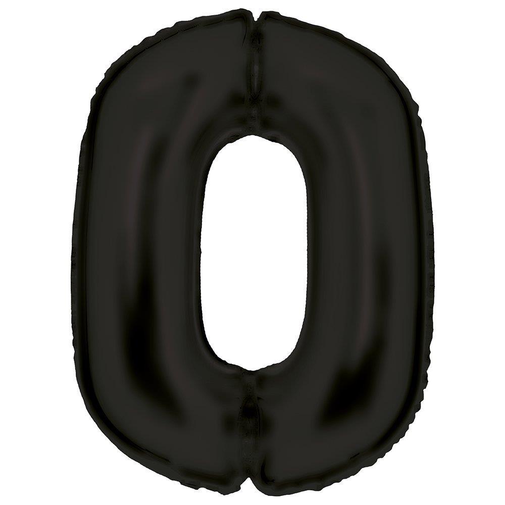 Balloon Foil Megaloon Number 0 Black Lustre 86cm