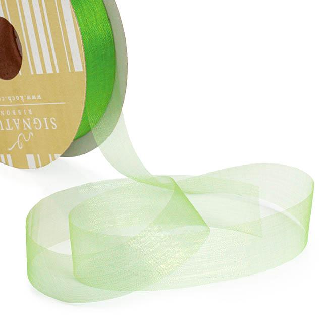 Organza Ribbon Lime Cut Edge 25mm x 100m