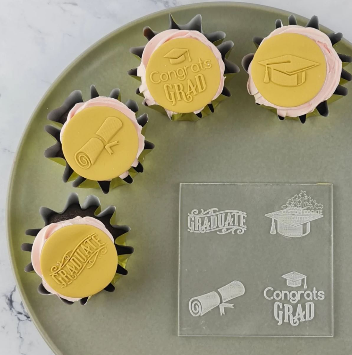 Graduation Mini Cookie/Biscuit Debosser Cutter