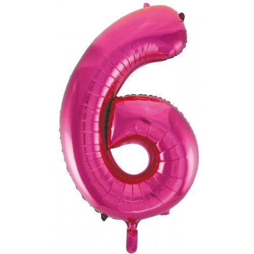 Balloon Foil Megaloon Number 6 Hot Pink  86cm