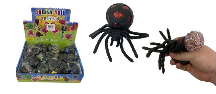 Toy Spider Jumbo Squishy Glitter Back (Assorted Colours Sent When Ordered)