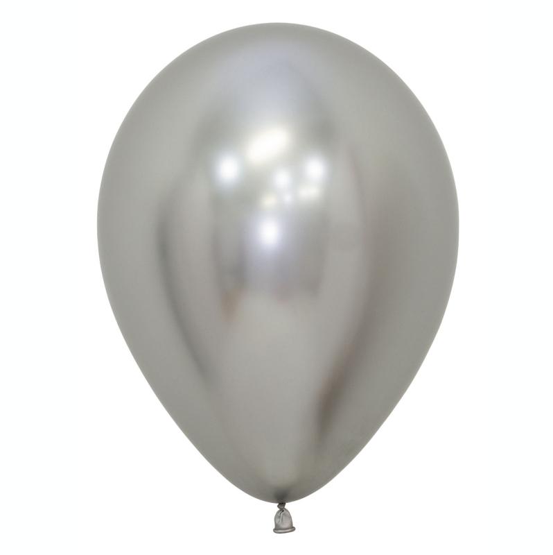 Latex Balloons 30cm Reflex Silver Pk 50