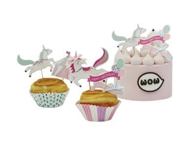 Cupcake Kit Happy Birthay Unicorn Cases and Toppers Pk/24