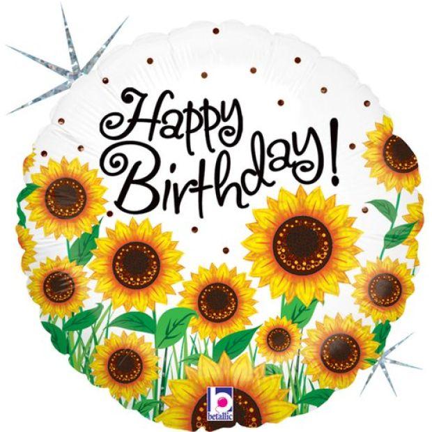 Balloon Foil 45cm Happy Birthday Sunflowers