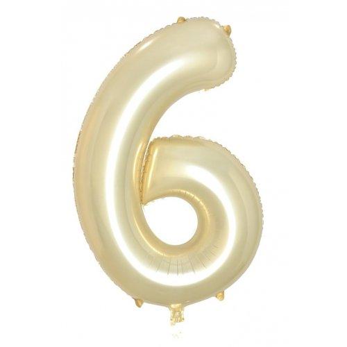 Balloon Foil Megaloon Number 6 Luxe White Gold 86cm