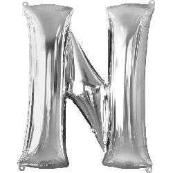 Balloon Foil Letter N Silver 86cm - Discontinued Line Last Chance To Buy