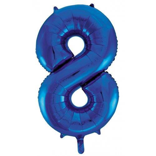 Balloon Foil Megaloon Number 8 Blue 86cm