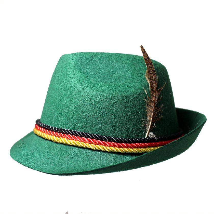 Hat Fedora Oktoberfest Green With Feather German