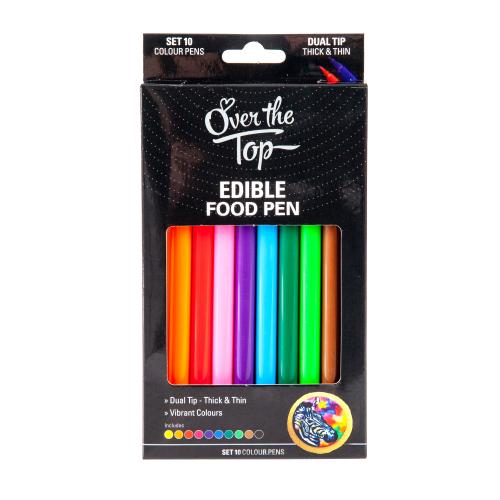 Edible Ink Pen/Marker Set Coloured Twin Tips Over The Top Pk/10