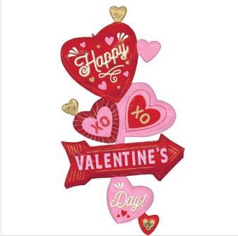 Balloon Foil Shape Valentines Day Signs and Arrows 76cm X 132cm