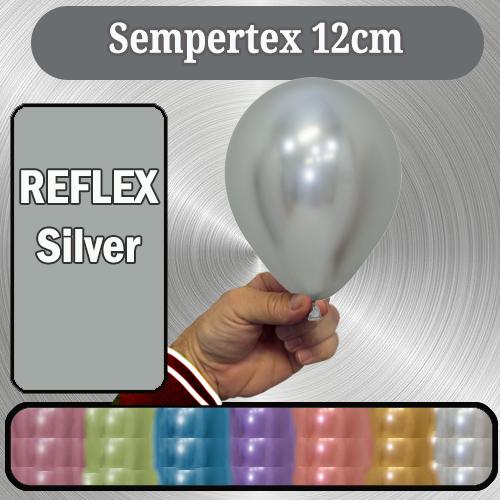 Latex Balloon 12cm Reflex Silver Sempertex Pk 50