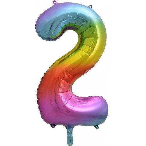 Balloon Foil Megaloon Num 2 Rainbow Splash 86cm