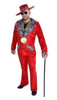 Costume Adult Pimp Suit Red with Zebra Stripe