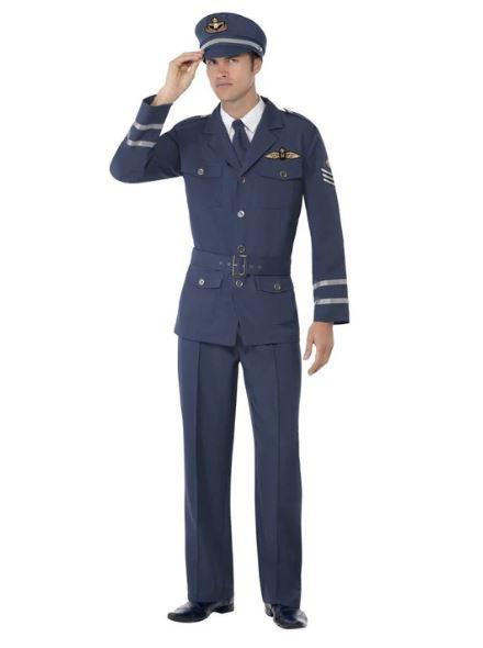 Costume Adult WW2 Air Force Captain Pilot Blue