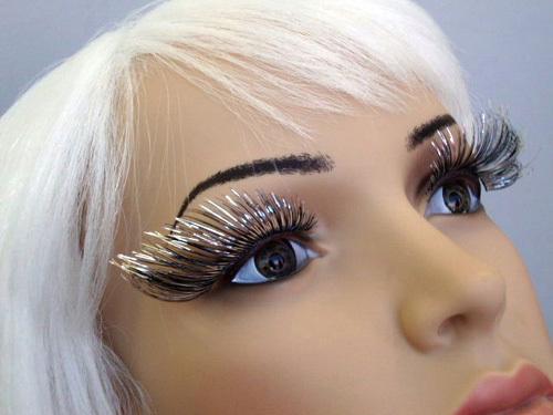 Eyelashes Silver/Black Tinsel Long - Discontinued Line Last Chance To Buy