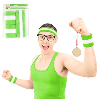 Green Headband & 2pk Wristband Sweatbands