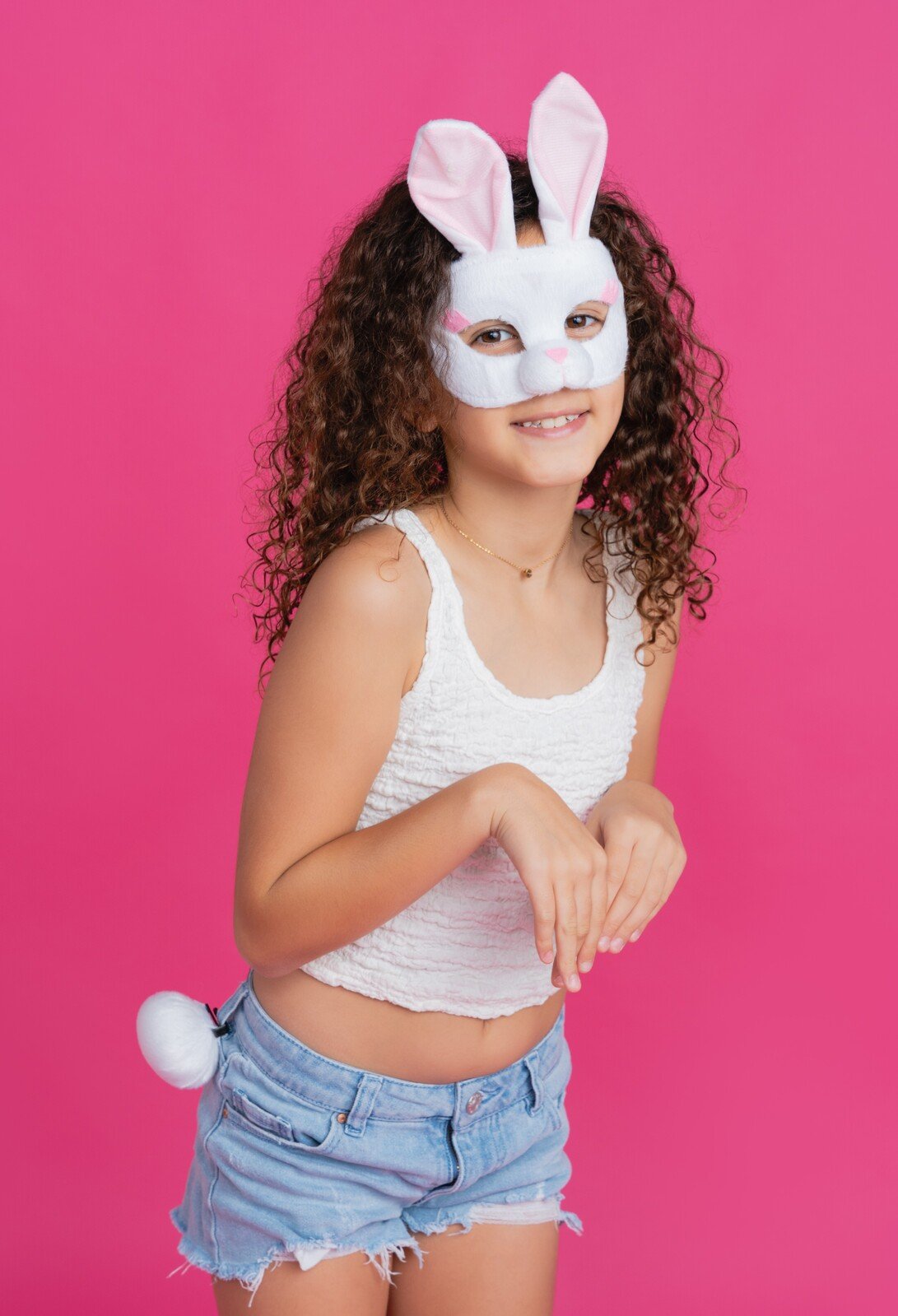 Animal Costume Mask Set Deluxe Bunny Rabbit Pink/White