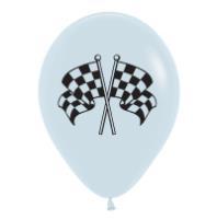 Latex Balloons 28cm Racing Flags White and Black Pk/12