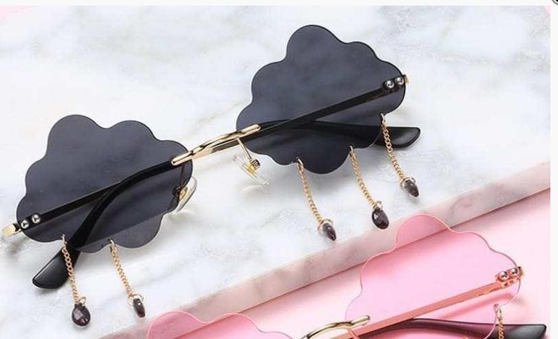 Glasses Cloud Shaped Black With Rain Droplets