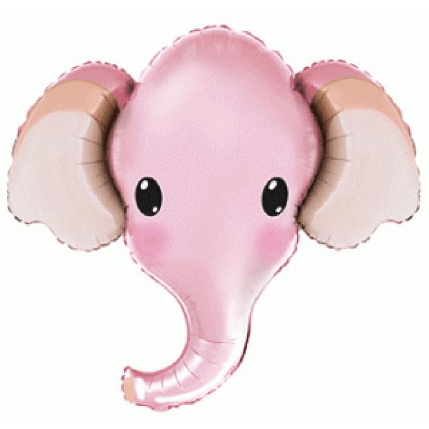 Balloon Foil Shape Elephant Head Baby Pink 81x99cm