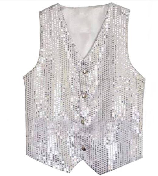 Costume Adult Sequin Silver Vest Mens Medium