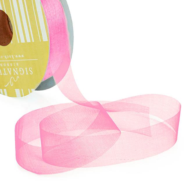 Organza Ribbon Pink Cut Edge 25mm x 100m