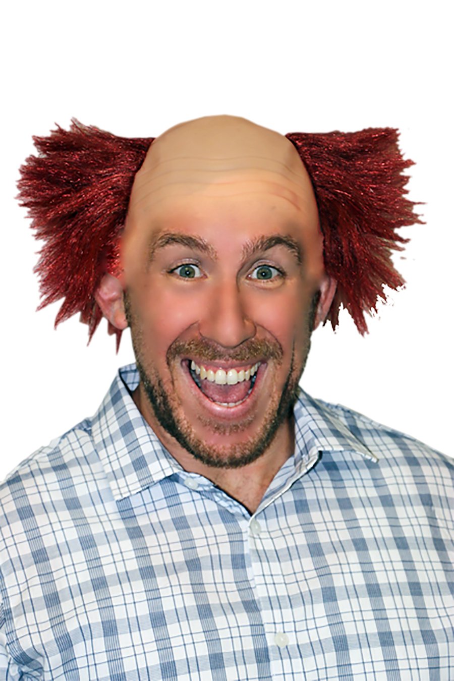 Wig With Latex Forehead Clown Creepy Red It