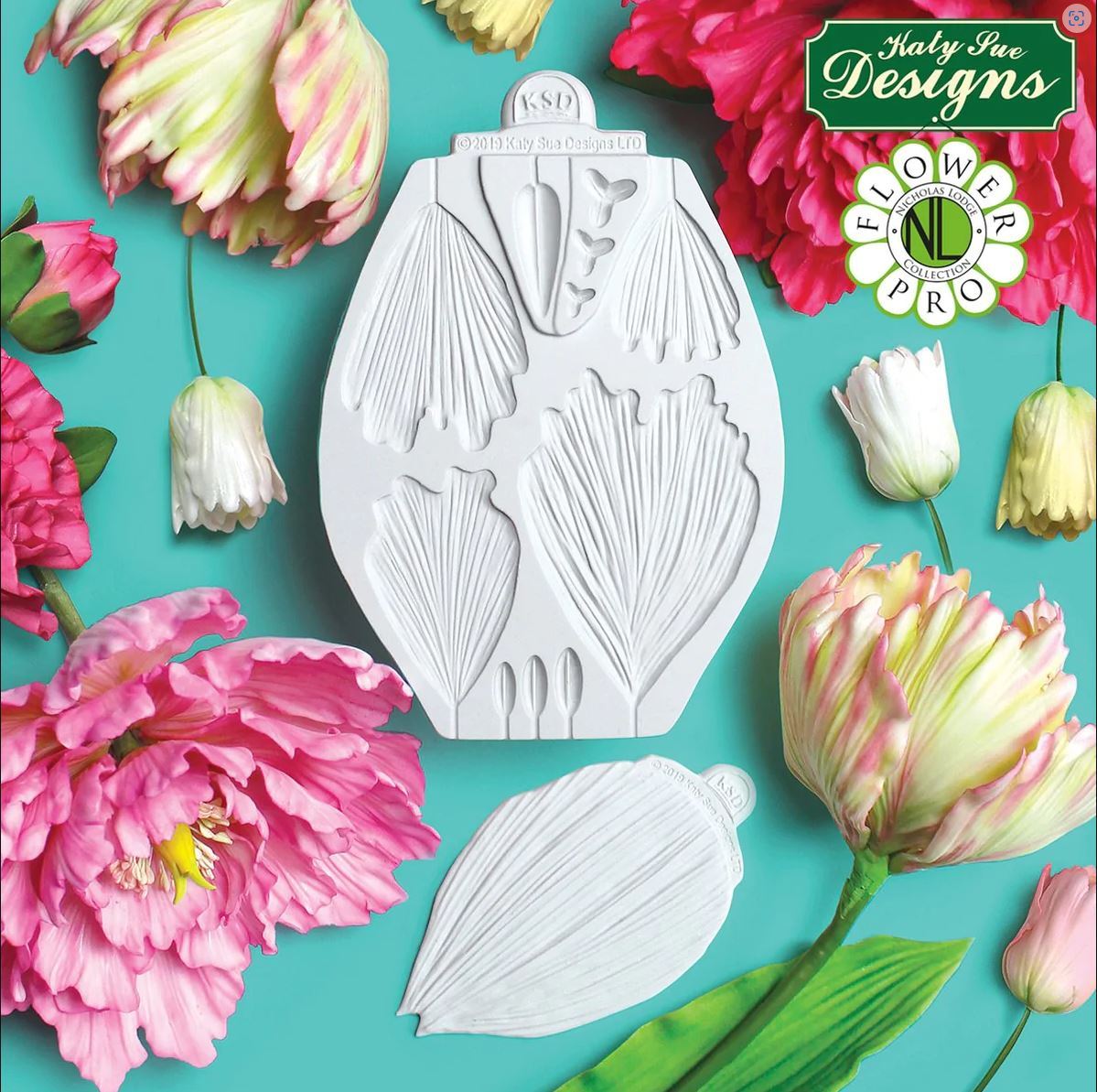 Peony Petals / Tulip Petals Silcone Mould and Veiner Set 5- Katy Sue