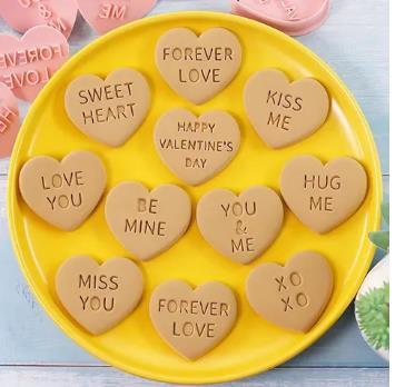 Cookie Cutters Love Heart Messages Set Pk/8 Cake Craft