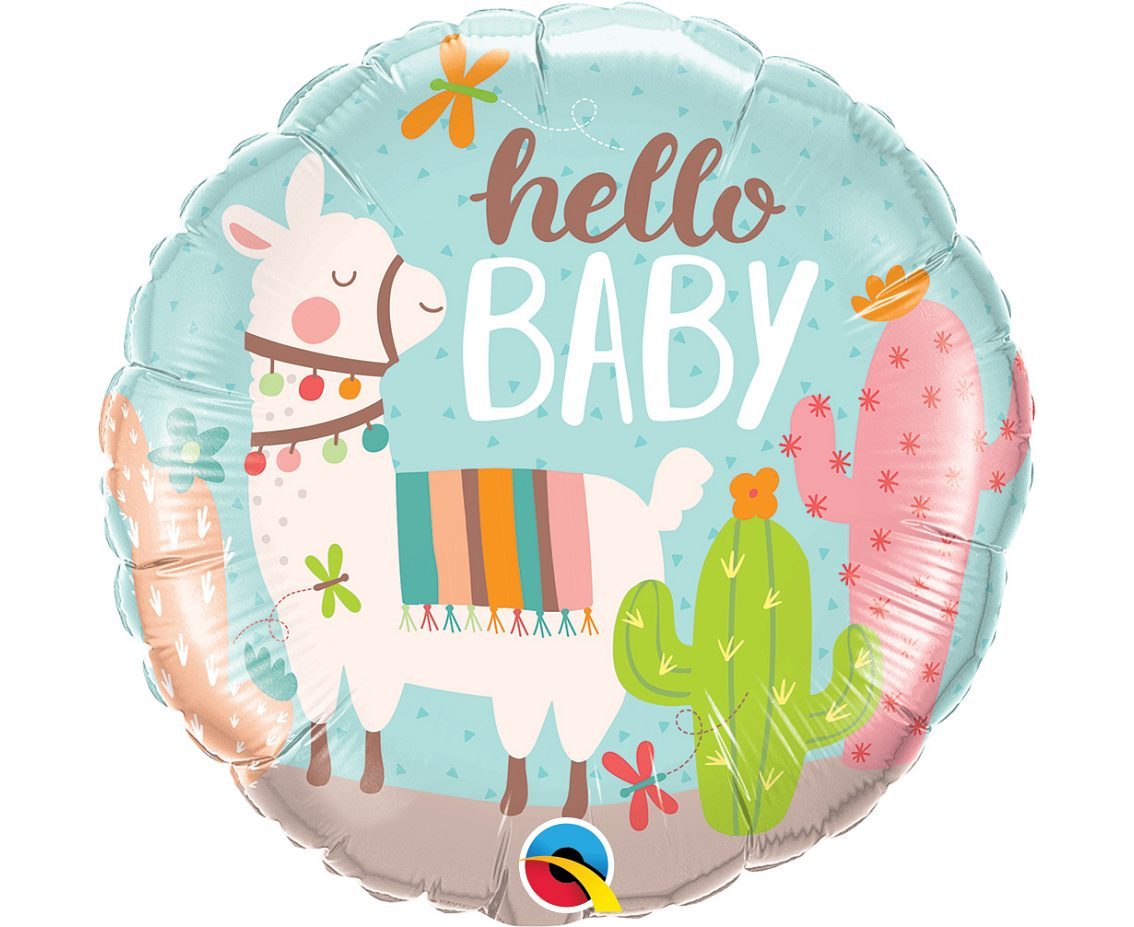 Balloon Foil 45cm Hello Baby Llama