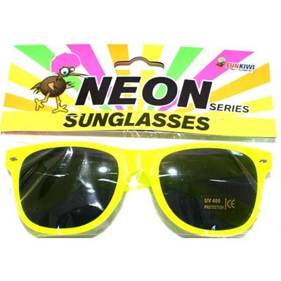 Glasses Fluro Neon Yellow 1980s Dark Lenses UV Coated